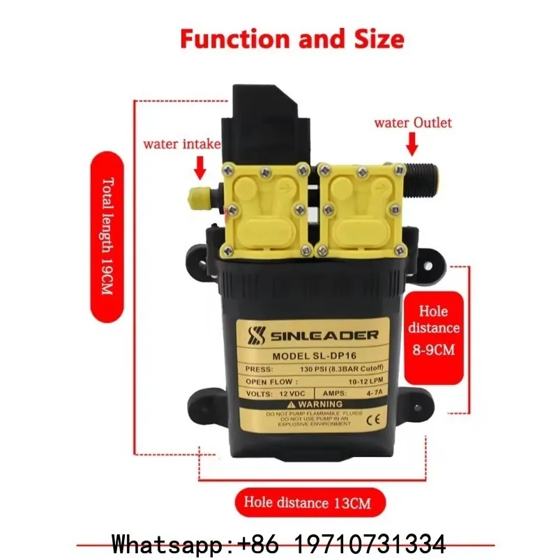 12V 7A 10L/min High Pressure Agricultural Electric Water Pump Water Sprayer Pumps Dual-Core Power Agricultural Electric