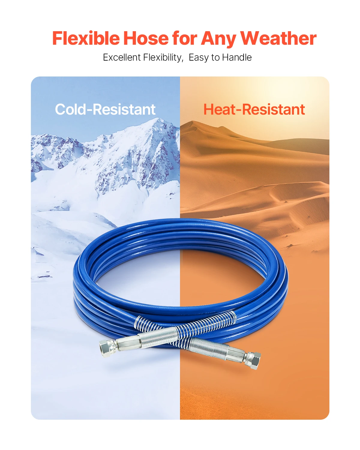 SucceBuy 25ft دهان مضغوط خرطوم البخاخ العالمي دهان مضغوط خرطوم رذاذ 4350 رطل لكل بوصة مربعة ارتفاع ضغط مرنة خرطوم رش بدون هواء