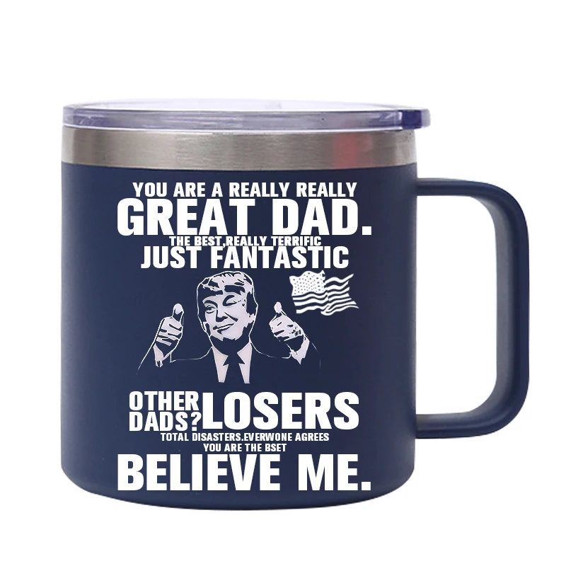 Trump Coffee Tumbler 304 Stainless Steel Coffee Cup Mug With Lid Insulated Coffee Mug Heat-resistant Water Cup With Handle