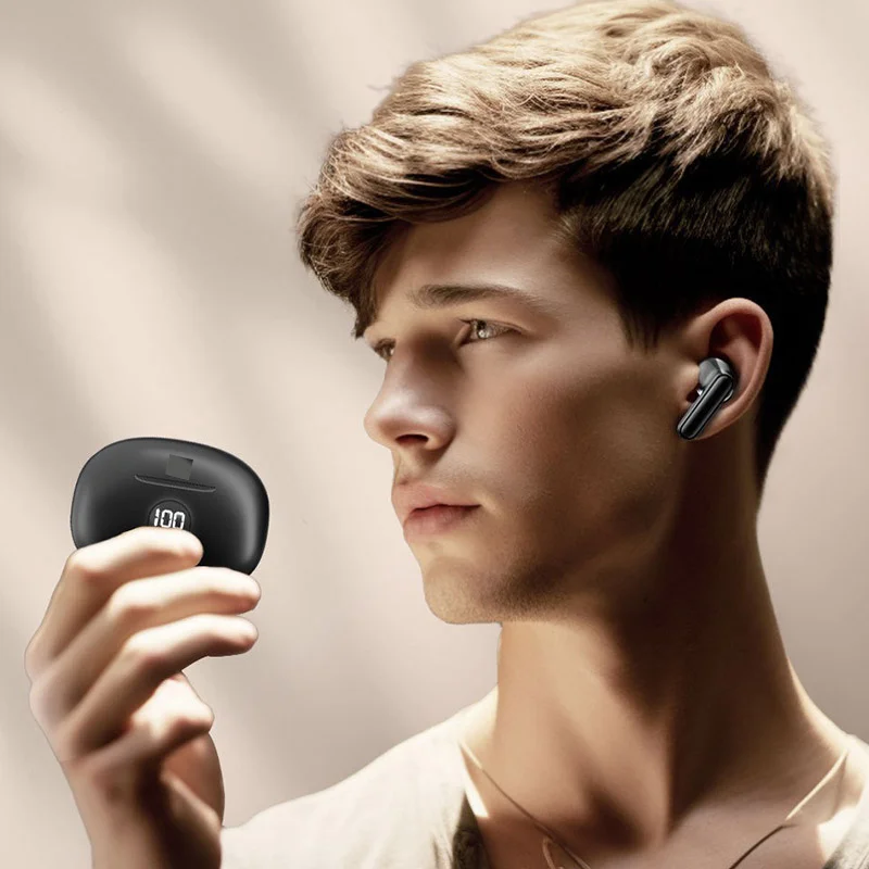 Basix Earphone Bluetooth mini, earbud tws 5.3 tampilan daya LED dengan Mic untuk xiaomi