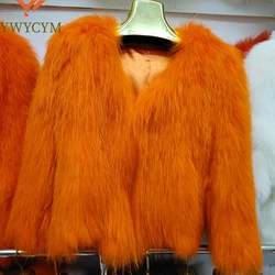 2024 Hot Sale Women's Long Sleeve Winter Warm Genuine Fur Coats Long Jackets Brand High Quality Natural Raccoon Fur Knitted Coat