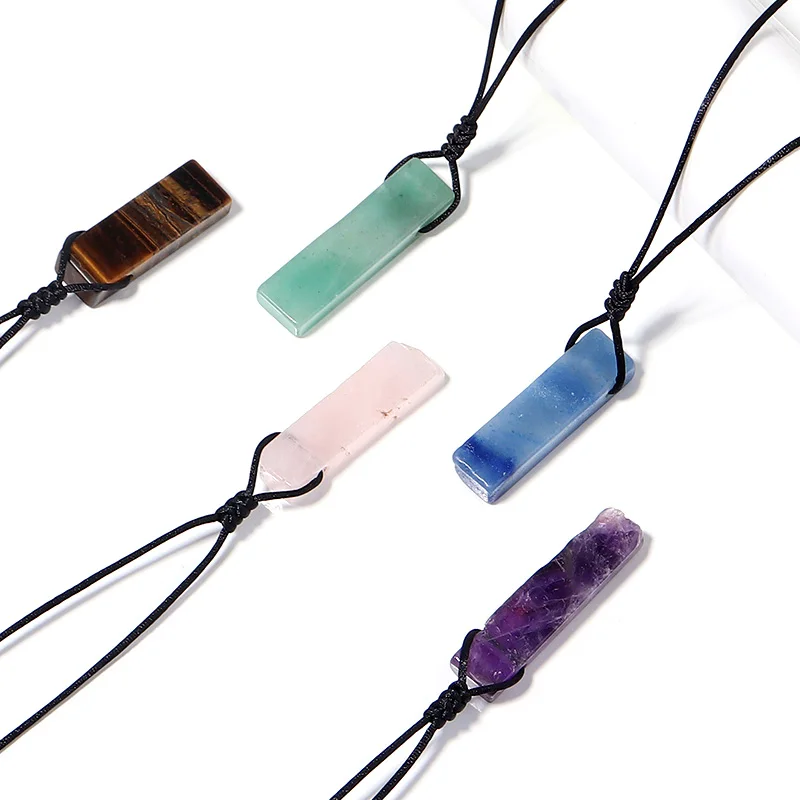 Healing Crystal Natural Stone Slice Pendants Necklace Reiki Chakra Gmes Quartz Lapis Amethysts Amazonite Women Jewelry