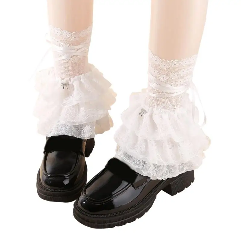 Jambières élastiques en dentelle respirante 652F, accessoires Costume pour jeux rôle, événements mode gothique