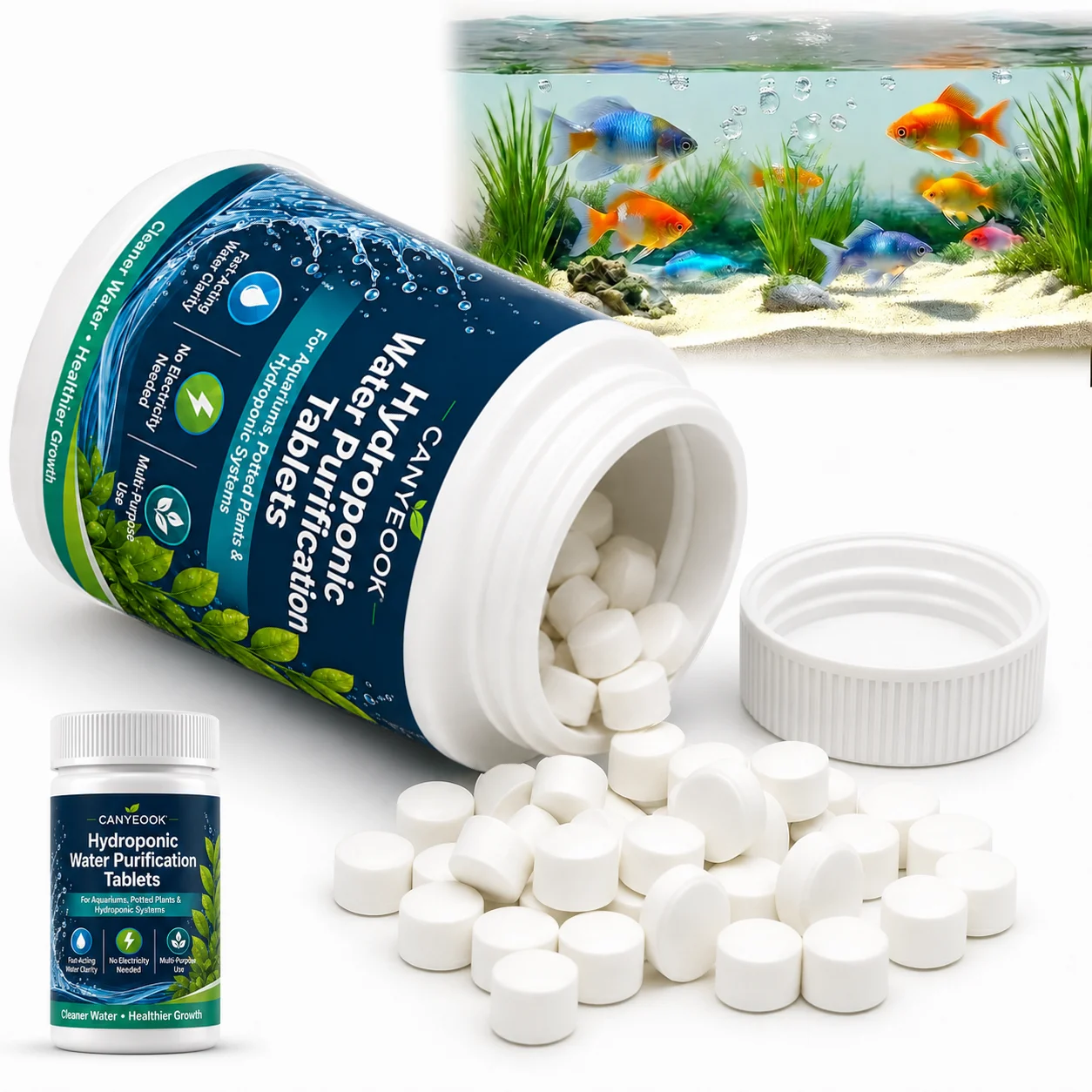 Aquarium Fish Tank Cleaner - Comprimés purificateurs d'eau pour aquarium, nettoyant
