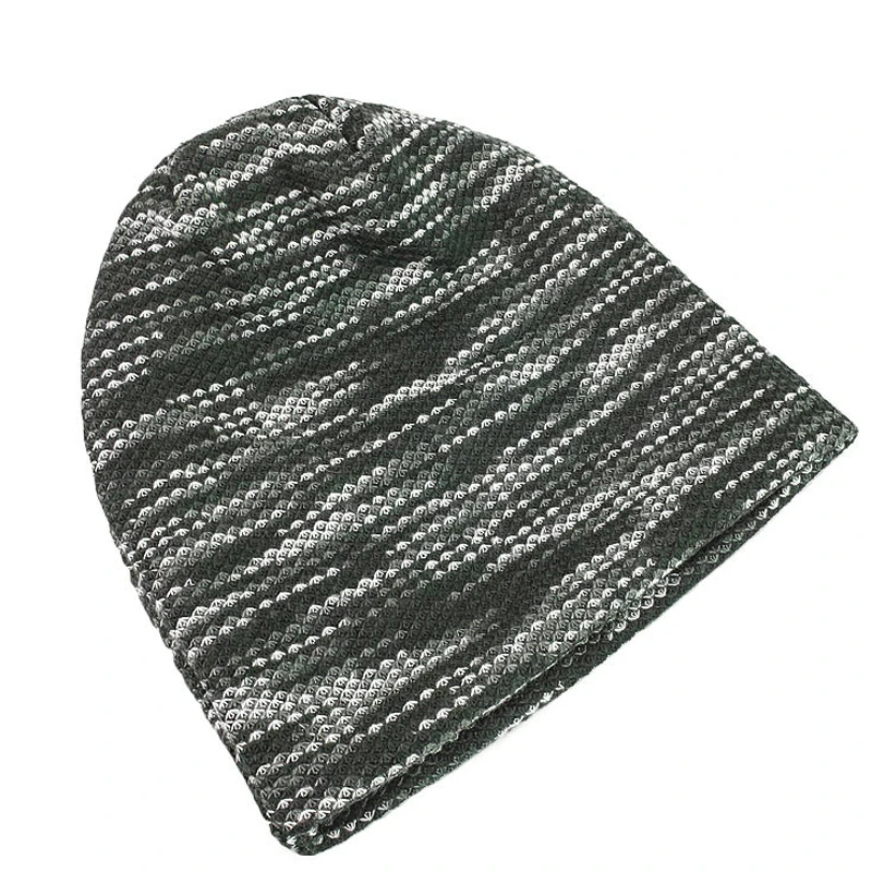 Winter Beanie Men\'s Knitted Hat with Polyester Fur Inside Warm Outdoor Baggy Style Skullies