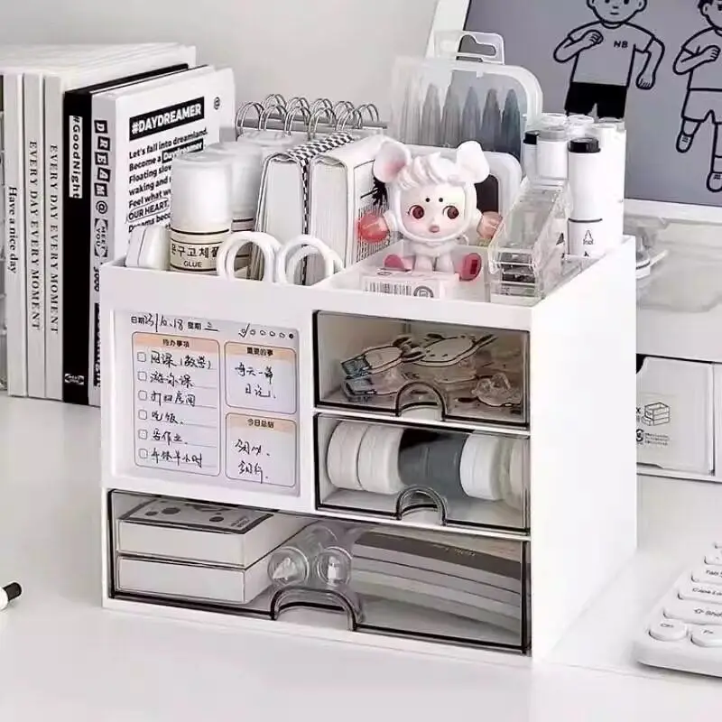 acrylic-desktop-organizer-box-pen-holder-drawer-style-office-stationery-storage-rack-bookshelf-office-desk-arrangement-box