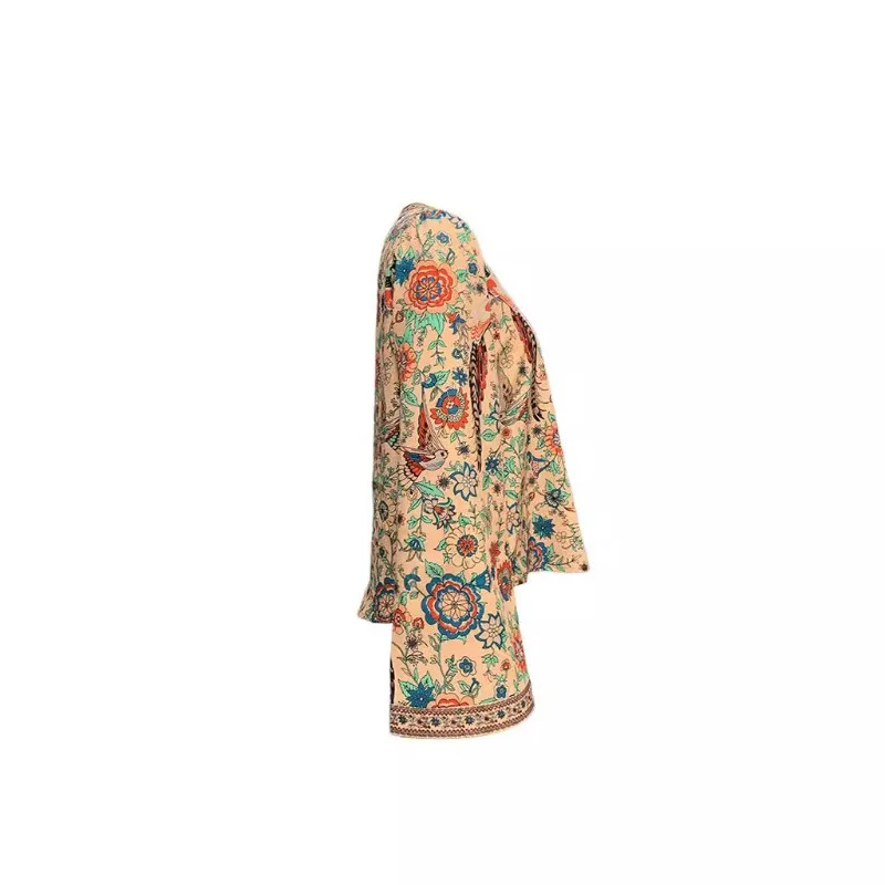 Chemisier Vintage imprimé pour femmes, chemises décontractées, mode ample, col en v, vêtements à manches longues, hauts français pour femmes, printemps/été