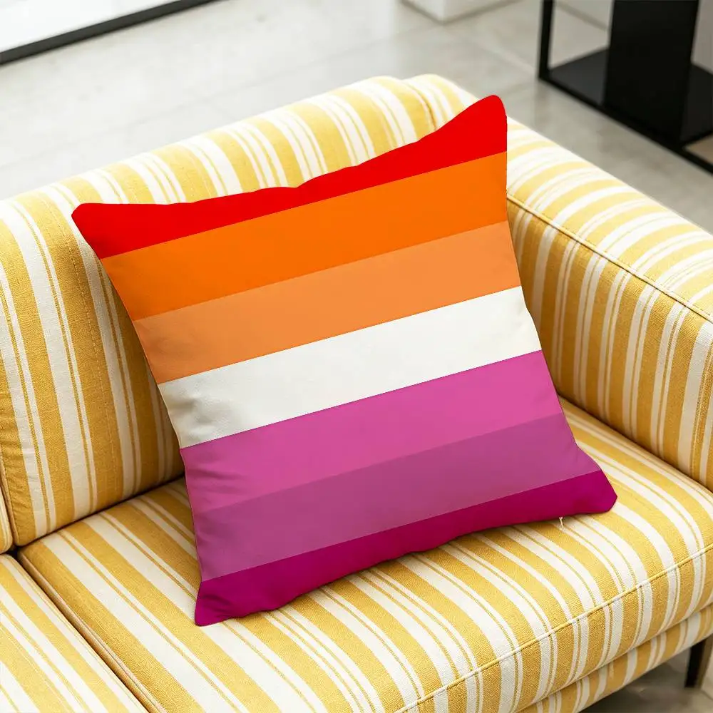 DIY Square Pillowcase Square Office Cushion Cover For LGBT Rainbow Flag Gay Lesbian Bisexual Trans Pansexual Throw Pillow Case