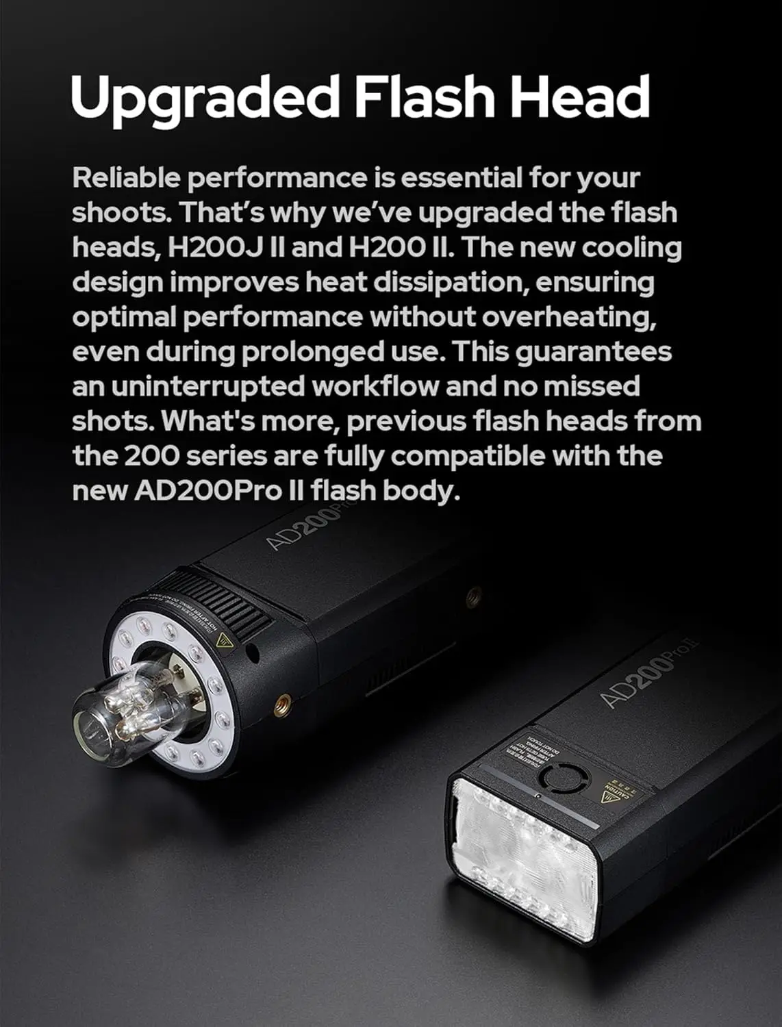Godox AD200Pro II 200Ws TTL Pocket Flash 1/8000s HSS 500 Shots Dual Heads 16 Groups for Canon Nikon Sony Fuji Olympus