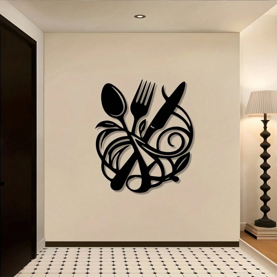 Eternal Arts Metal Wall Decor Knife Fork Grapevine Design Modern Wall Art for Kitchen Dining Room