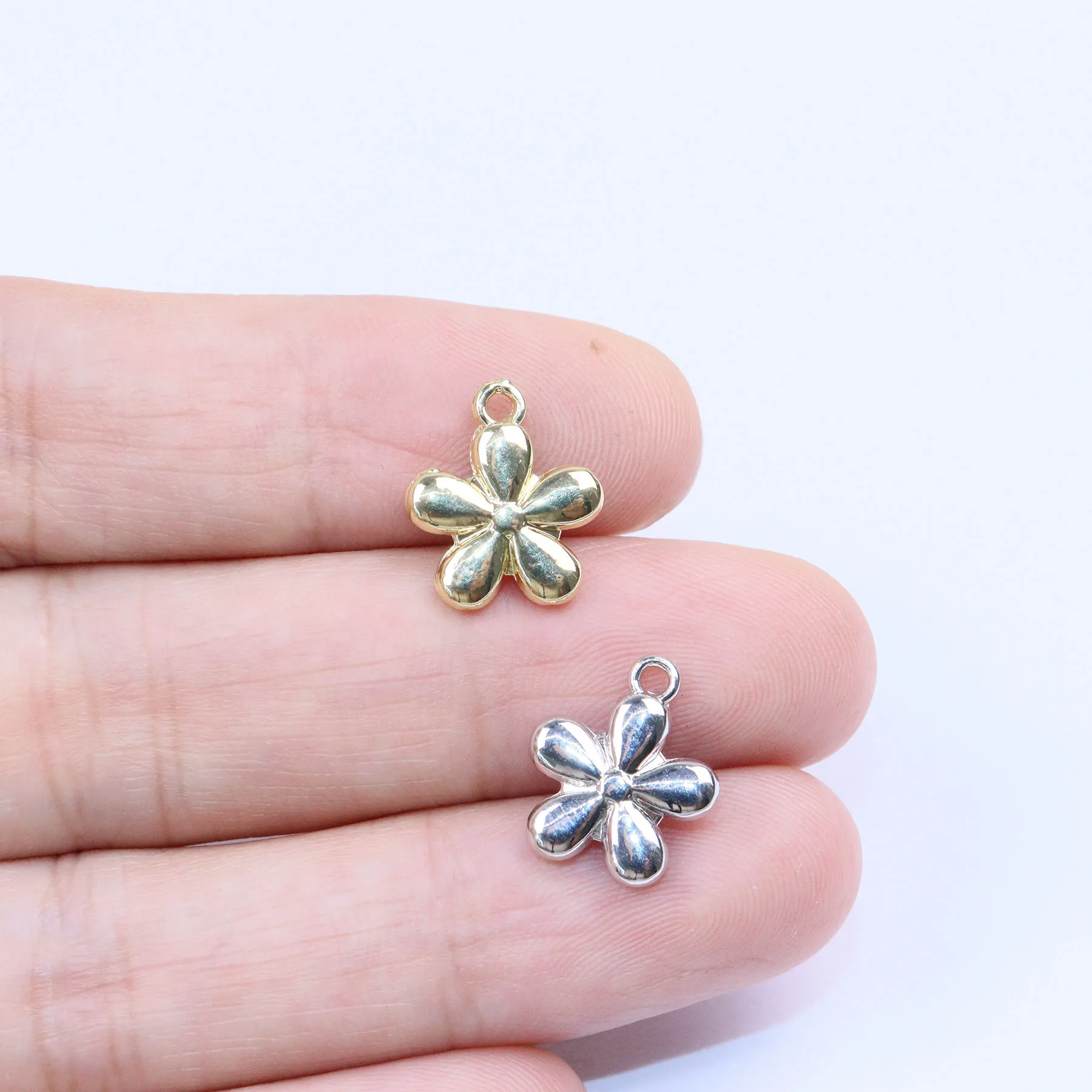 Eruifa 12mm 20pcs Pretty Flower Women's Zinc Alloy Charms Wholesales Girl's Necklace,Earring Bracelet Jewelry DIY Handmade