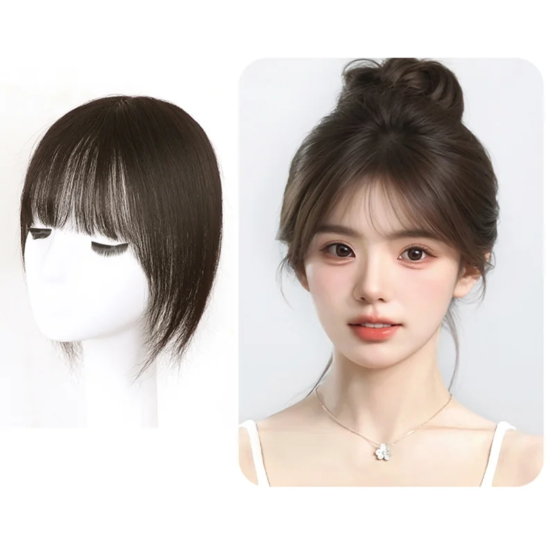 Swiss internet wig for women in summer, T-shaped Swiss internet bangs on the top of the head, real hair replacement, covering