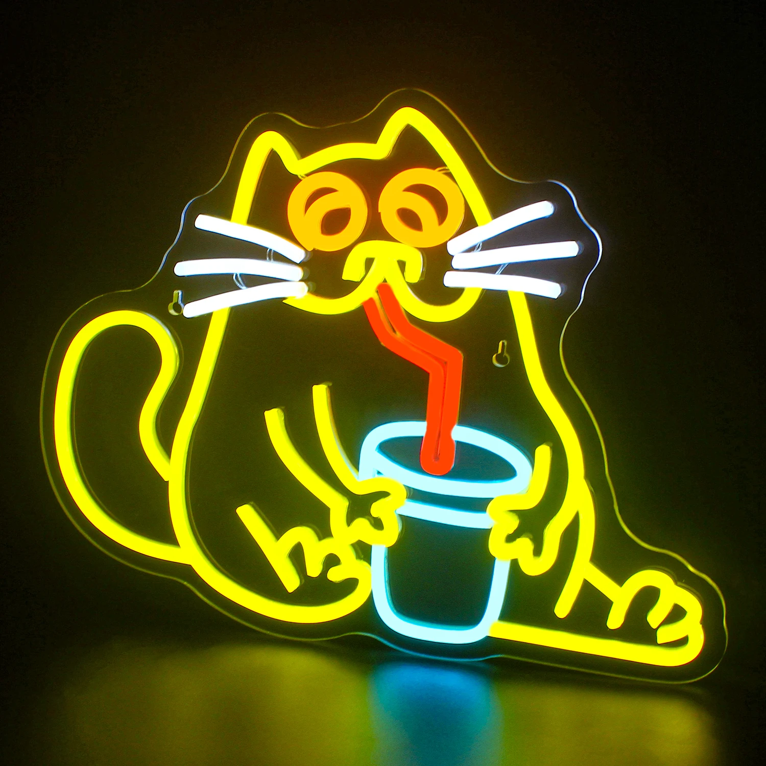 

Beverage Cat Neon Sign LED Room Wall Decor USB Powered Acrylic With Switch For Bedroom Bar Club Party Milk Tea Shop Fun Decor