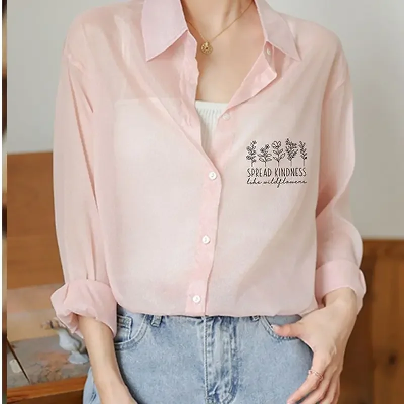 Female Tops Loose Thin Style V Neck Women's Shirt and Blouse Youthful Woman Clothes Simple Cheap Stylish Tunic 2024 Cute Elegant