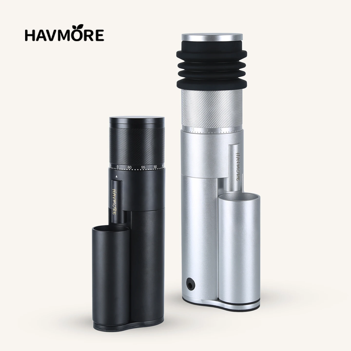 48MM CNC Conical Burr Manual Coffee Grinder Stepless 130 Gear Adjustment Magnetic Dosing Cup Low Heat Even Grinding Portable Cof