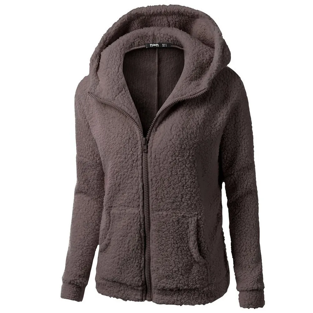 Womens Casual Coats And Jackets Coat Coat Wool Winter Hooded Warm Outwear Women Sweater Zipper Coat Women\'S Lamb Stitching Coat