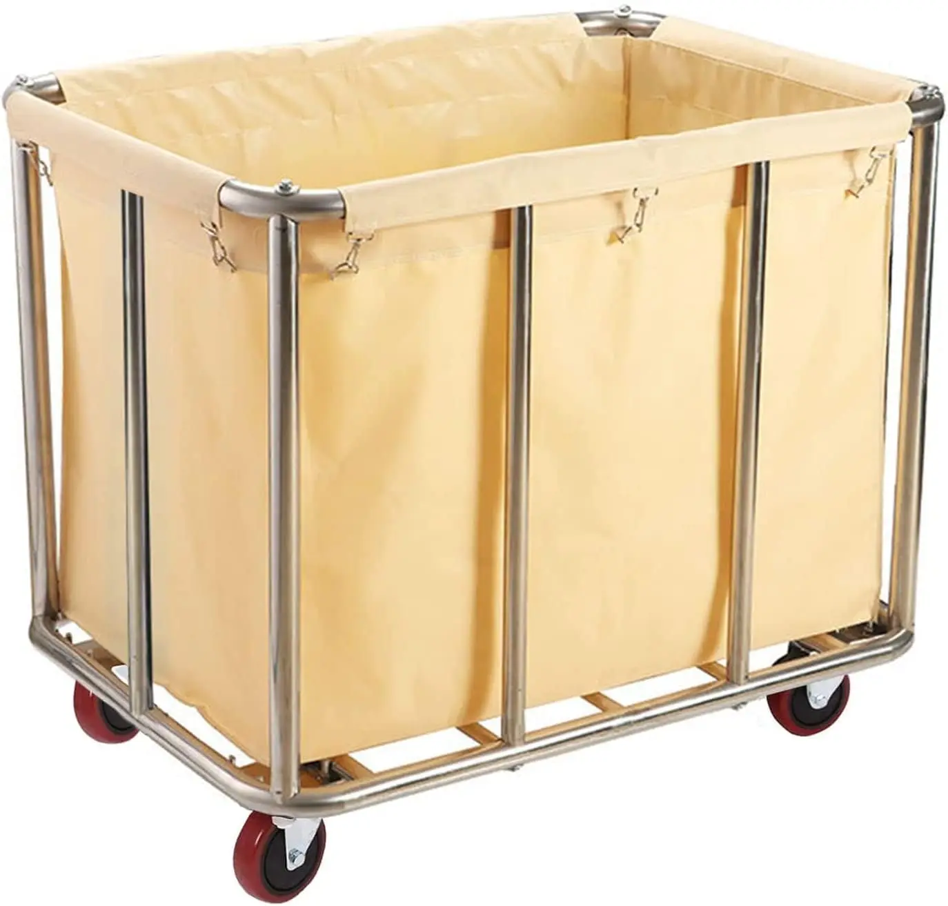 Cart for Commercial/Home,12 Bushels Heavy Duty Large Stainless Steel Rolling Laundry Basket with Wheels，for Laundry/Toys/Sundrie