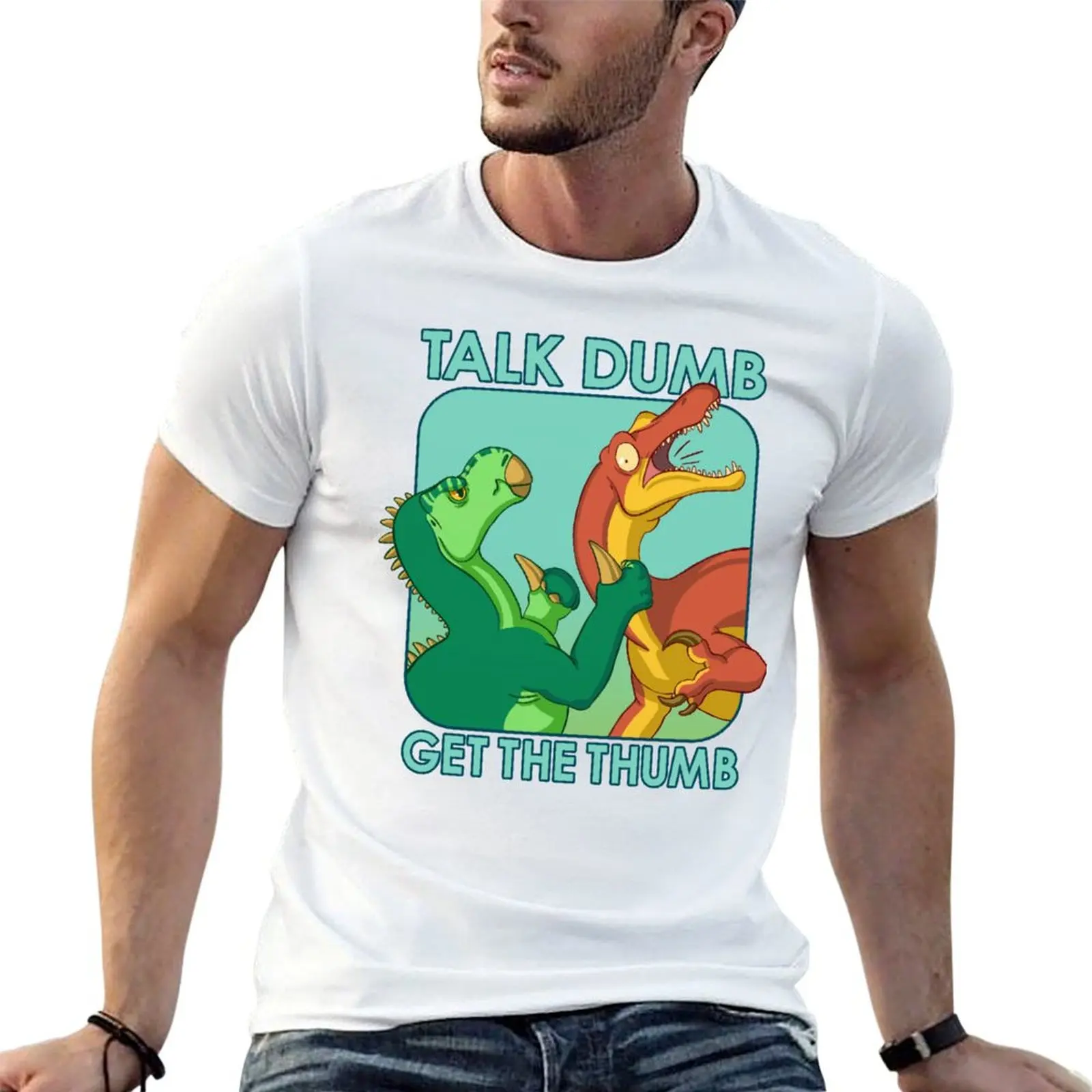 Camiseta Talk Dumb, Get The Thumb - Iguanodon VS Baryonyx, camiseta para hombre, camiseta 100% de algodón para hombre