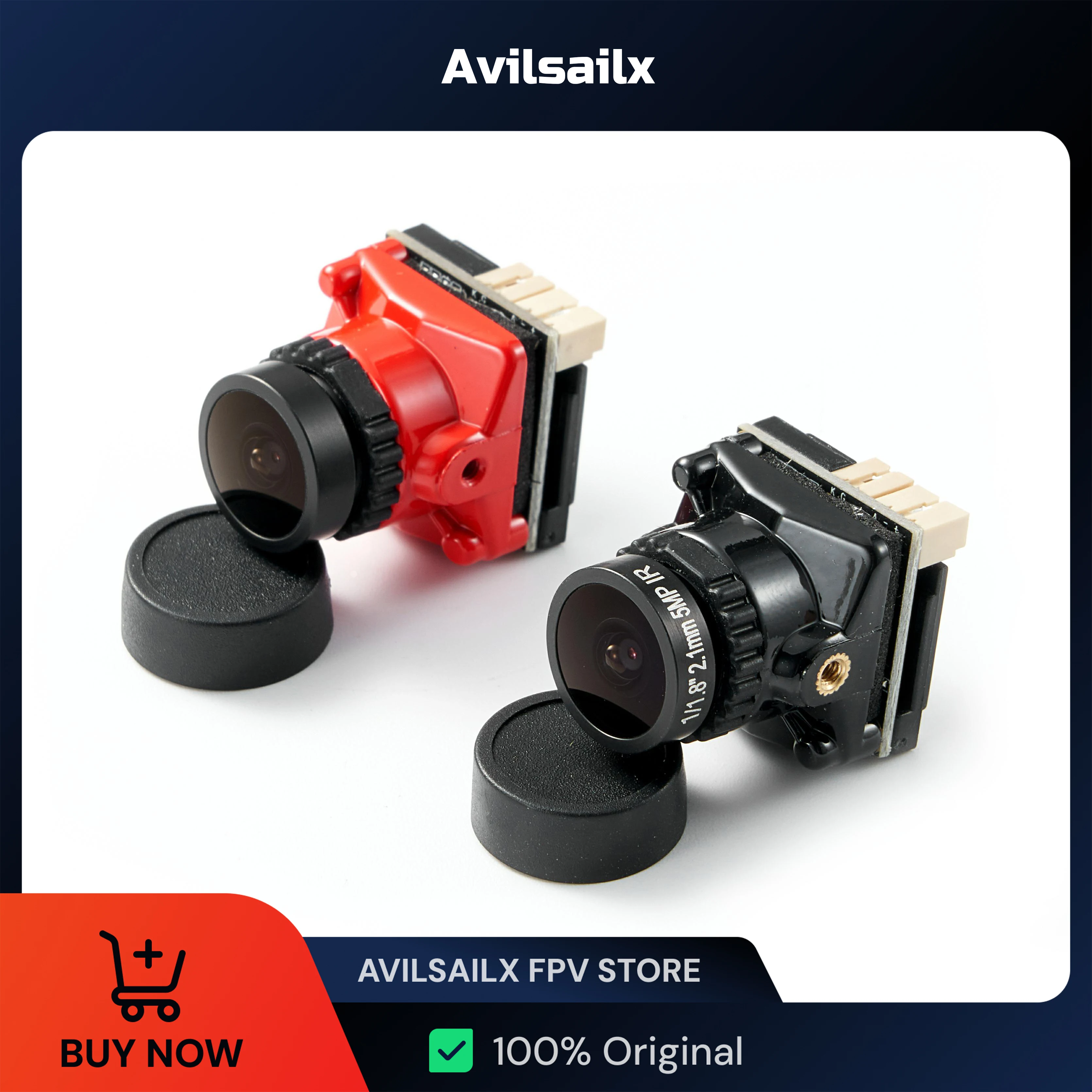 

FPV камера 1800TVL 1/1,8 "CMOS【5V-40V широкое напряжение】OSD-меню Регулируемый объектив 2,1 мм для гоночного дрона Квадрокоптера RC Самолета