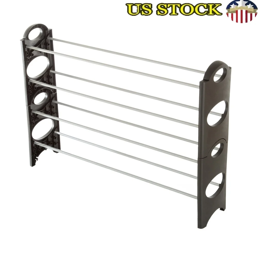

Stackable Shoe Rack 4-Tier Shoe Organizer Space Saving Storage Shelf Closet Entryway Bathroom Holds 16 Pairs