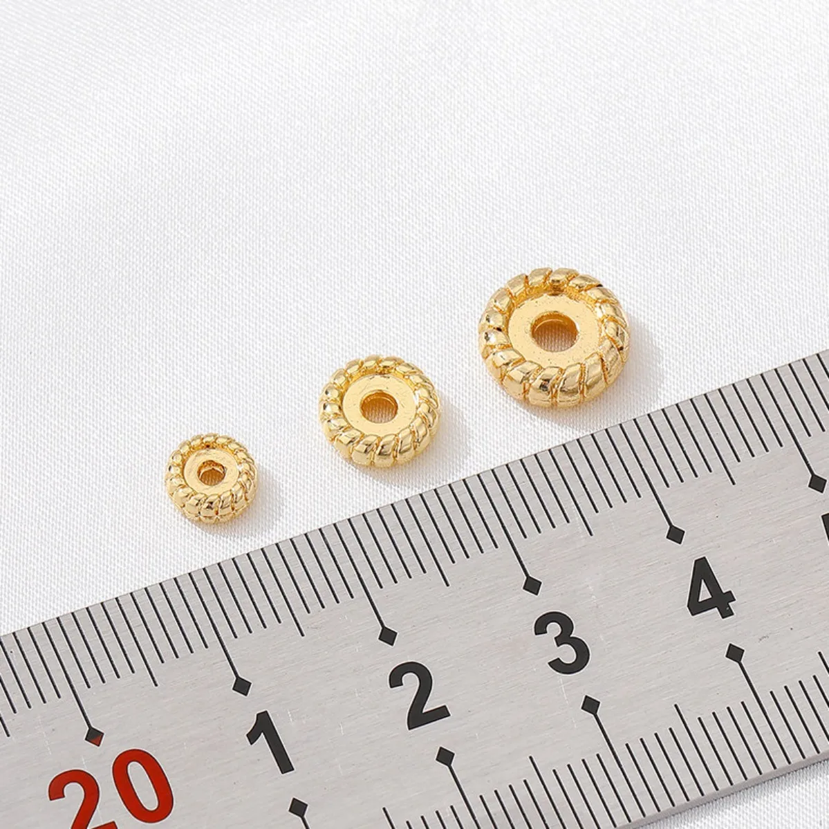 14K Gold Plated Color Retention Threaded Wheel Spacer Loose Beads & Spacers DIY Bracelet Necklace Jewelry Findings