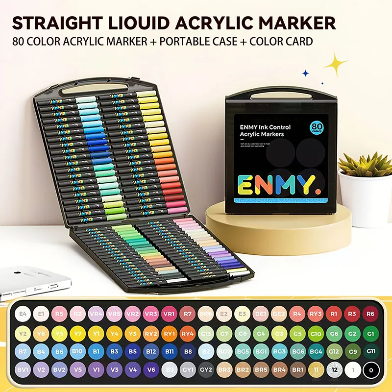 ENMY Acrylic Paint Markers Pen Soft Head Direct Liquid Graffiti Painting QuickDry Pigments Art Supplies for Felt image 3
