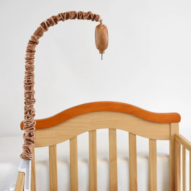 Soporte de campana de cama de imitación de madera, cubierta de tela de marco de grano de madera de imitación, colgante de campana de cama, caja de música de grano de madera