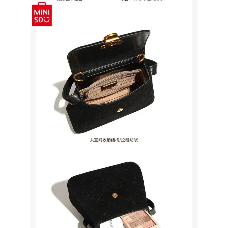 MINISO Disney Luxury Brand Mickey Diamond Pattern Shoulder Bag for Women High Quality Handheld Straddle Dual Use Chain Bag