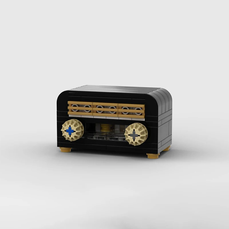 92 peças rádio vintage 1950s retrô eletrônica de madeira personalizada criação moc blocos de construção brinquedos presente