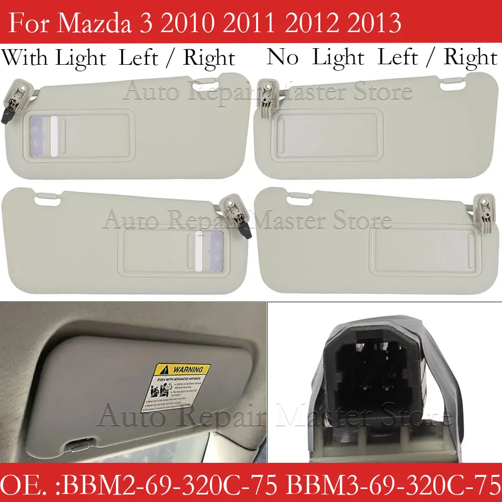 BBM2-69-320C-75 BBM3-69-320C-75 Car Sun Visor Accessories For Mazda 3 2010 2011 2012 2013 Interior Roof Sunvisor With Light