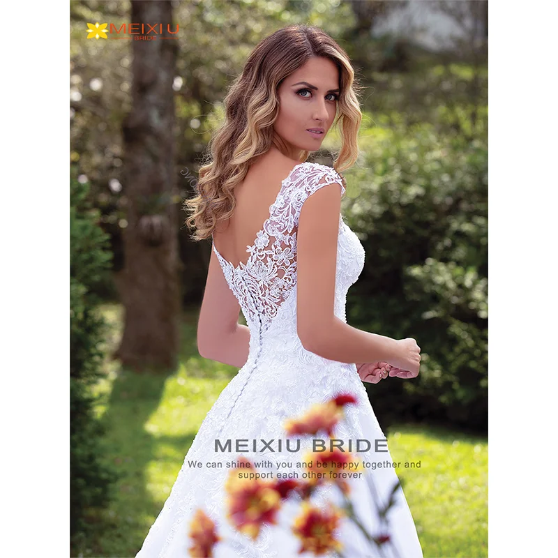 Couture-vestido de novia de doble hombro con apliques para bodas, traje de novia personalizado, delicado tren de encaje, cuello en V, Sexy, diseño Floral