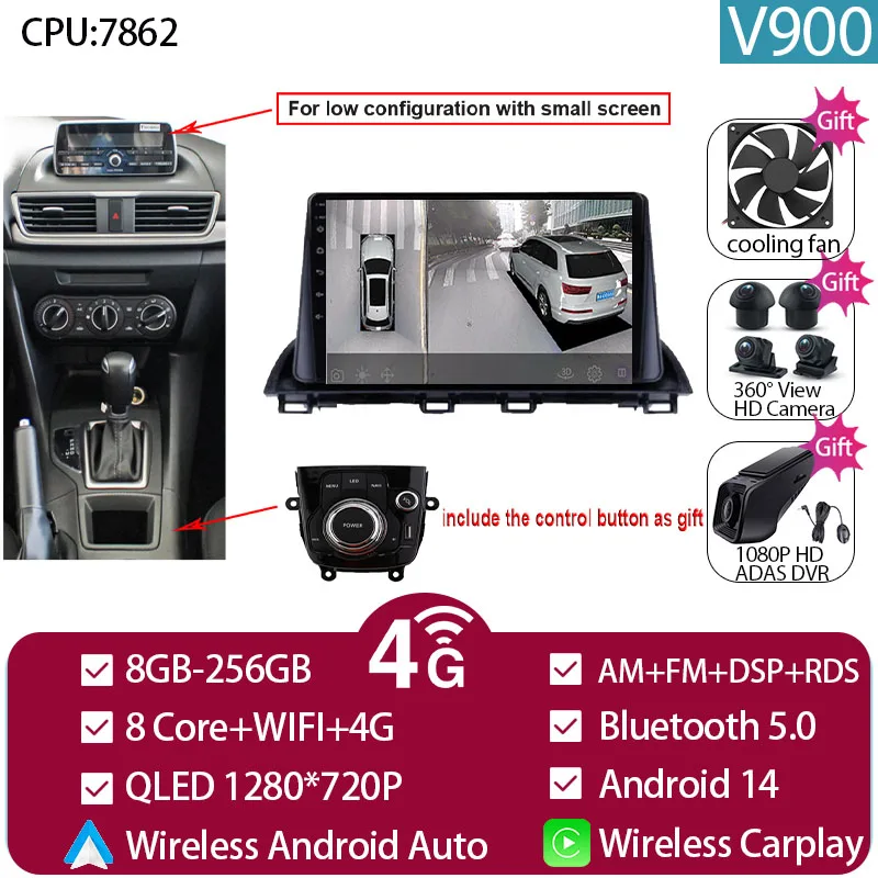 Voor Mazda 3 Axela 2014-2019 Mazda CX-4 CX4 2016-2018 Autoradio Android Auto GPS Navigatie multimedia Video Player Geen DVD