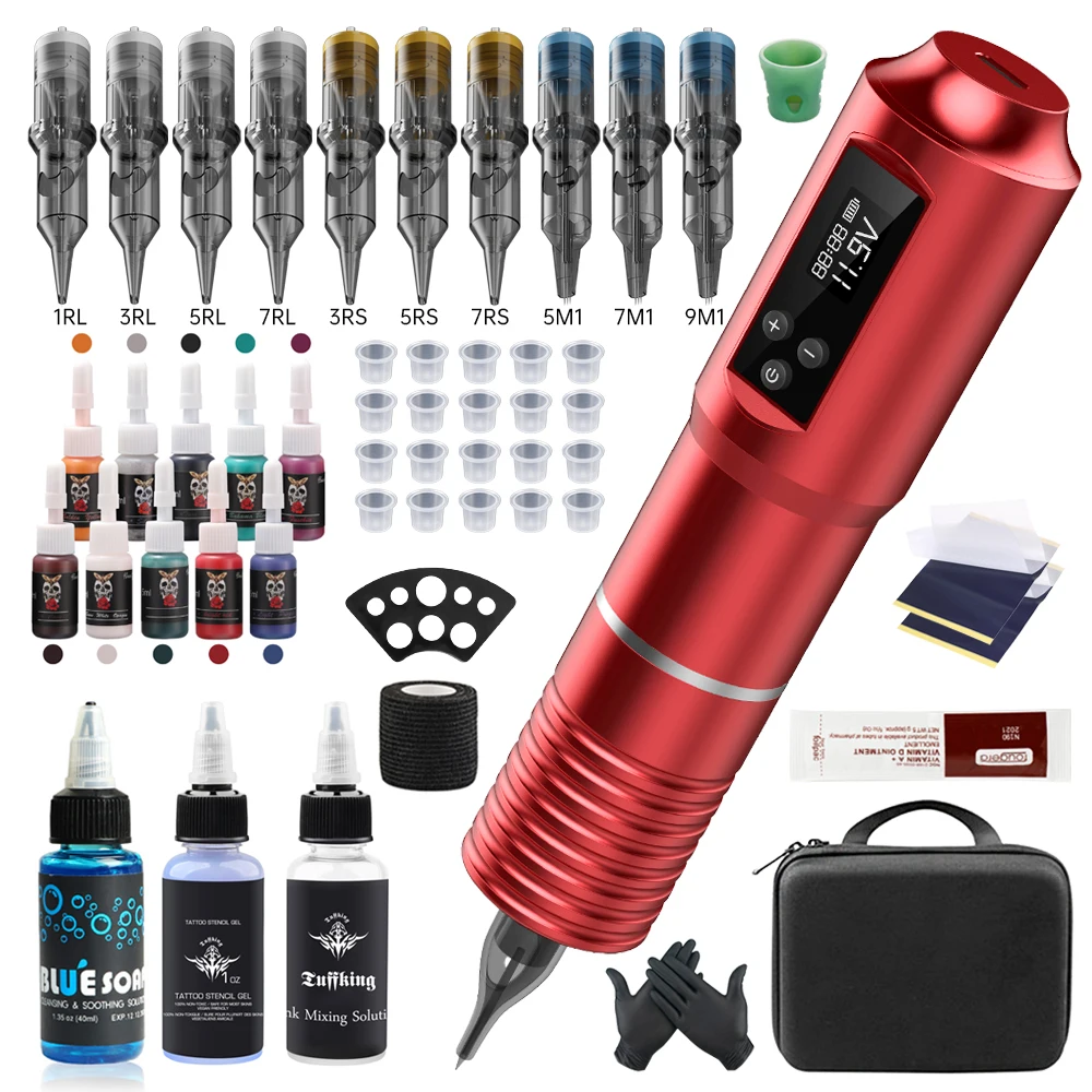 Tattoo Pen Set with 1600mAh Power Supply Permanent Makeup Machine Tattoo Machine Kit