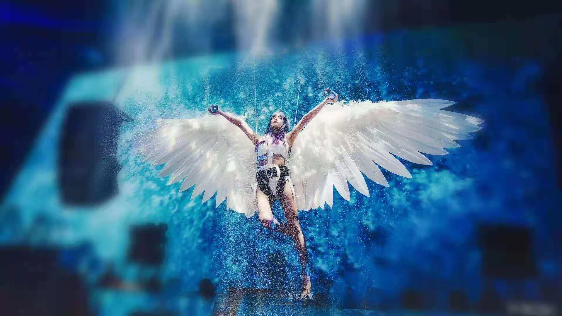 

White Remote Control Large Feather Wings Costume Electric Retractable Automatic Extension Catwalk Shows Decoration Accessories