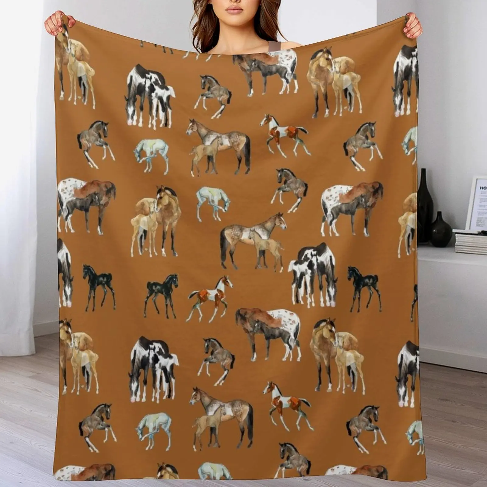 

Foal Season Throw Blanket wednesday Flannel Fabric Blankets