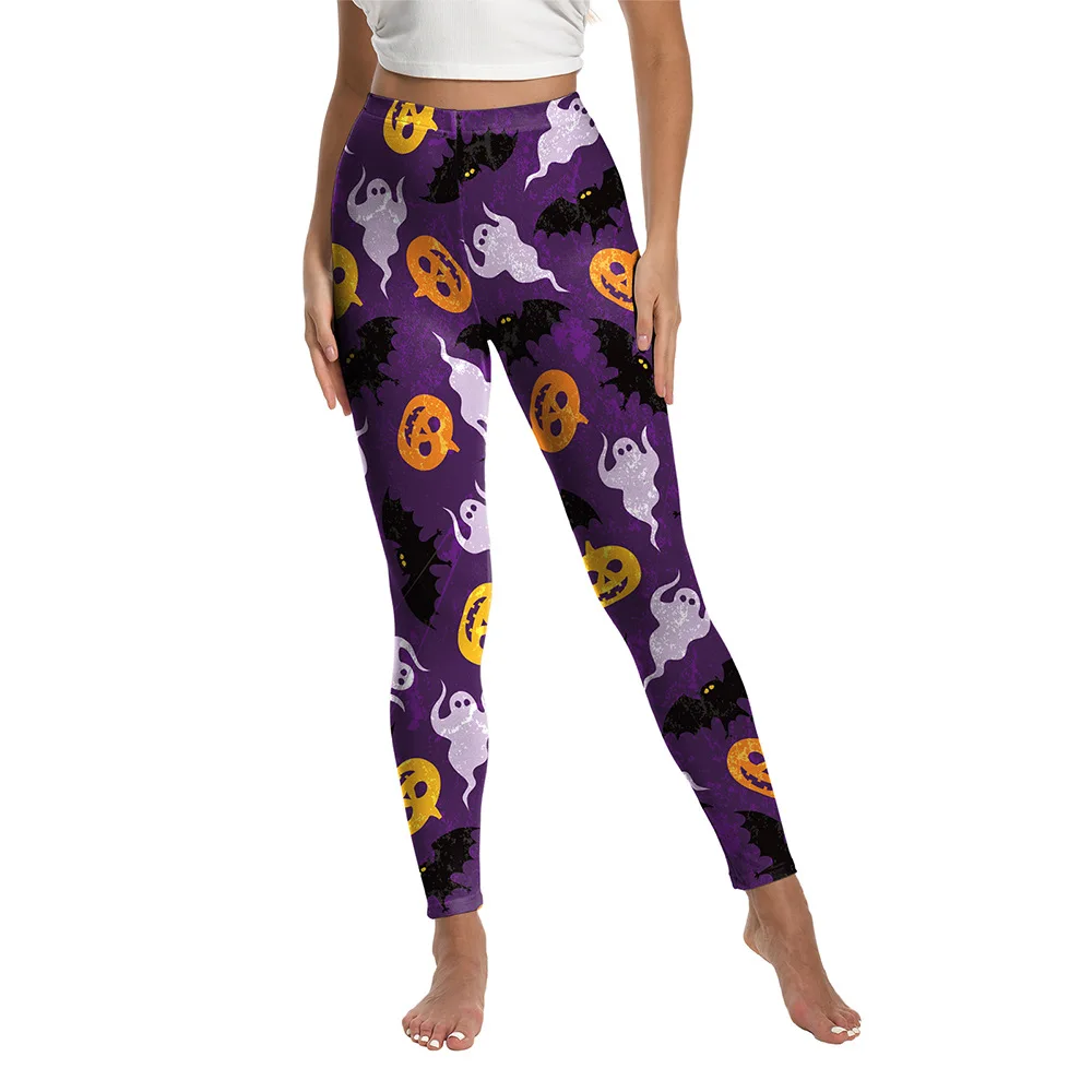 Halloween abóbora impressão calças de cintura alta mulheres capri leggings nova fitness sexy estiramento magro treino leggings mujer collants