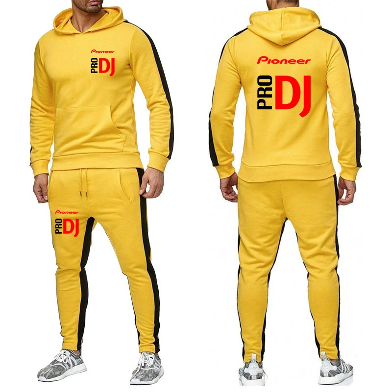 Men's Spring Attracts Attention 2-Piece Set Pioneer Pro DJ Printed Hoodie Tops Pants Fleece Selling Sets Men Customizable Logo