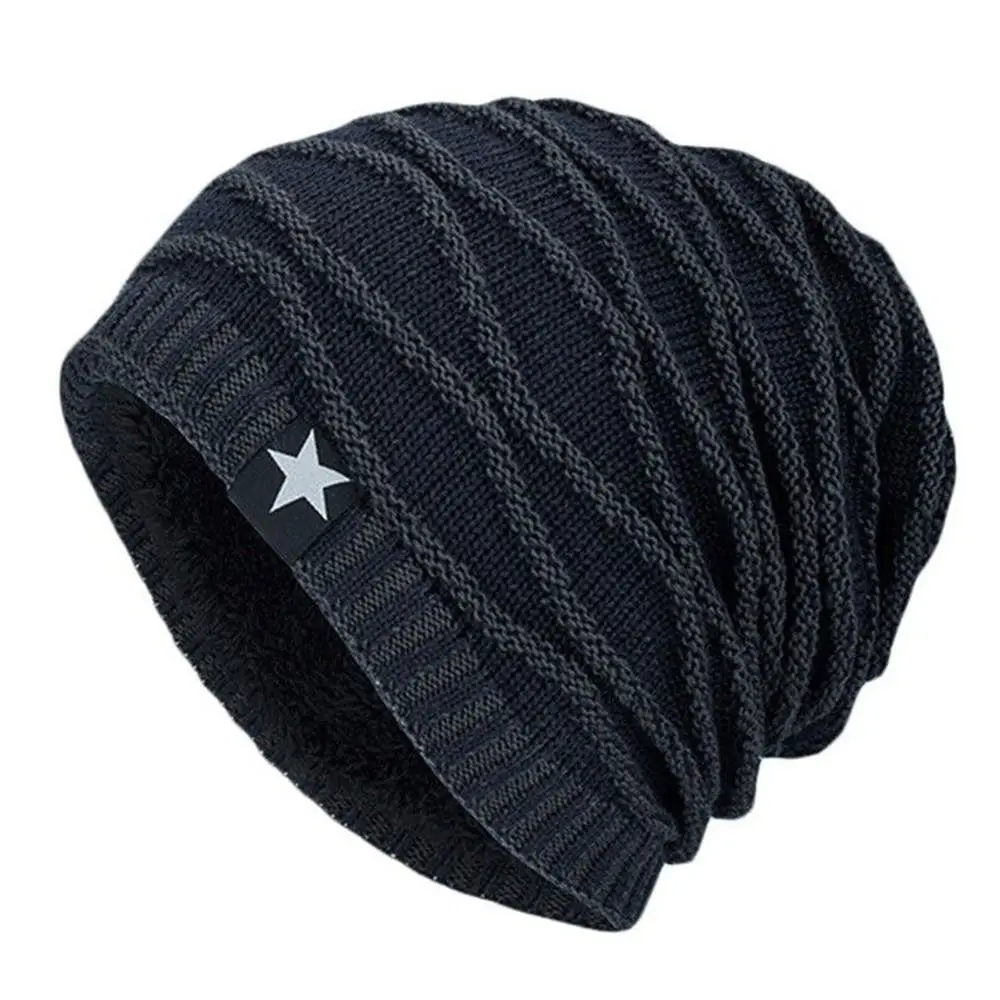 Winter Thermal Soft Fleece Lined Ski Cap Knitted Cap Beanie Hat Skullies Hat