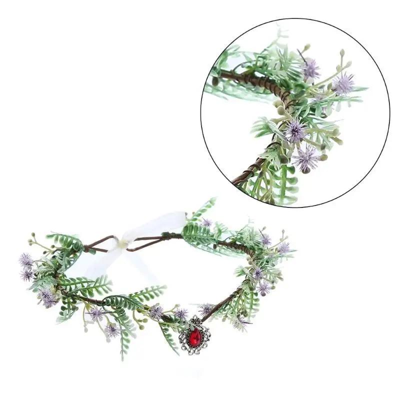 652F ربطة شعر أنيقة على شكل زهرة على الطراز البوهيمي عصابة رأس للفتيات الهالوين التأثيرية الجنية العصرية نموذج عرض عقال