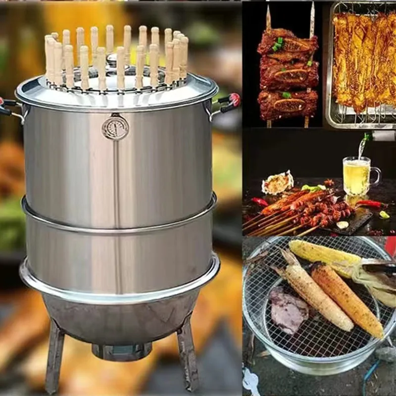 3 Types BBQ Smokeless Barbecue Hanging Oven Domestic Stainless Steel Circular Kitchen Range String Charcoal Outdoor Picnic Gear