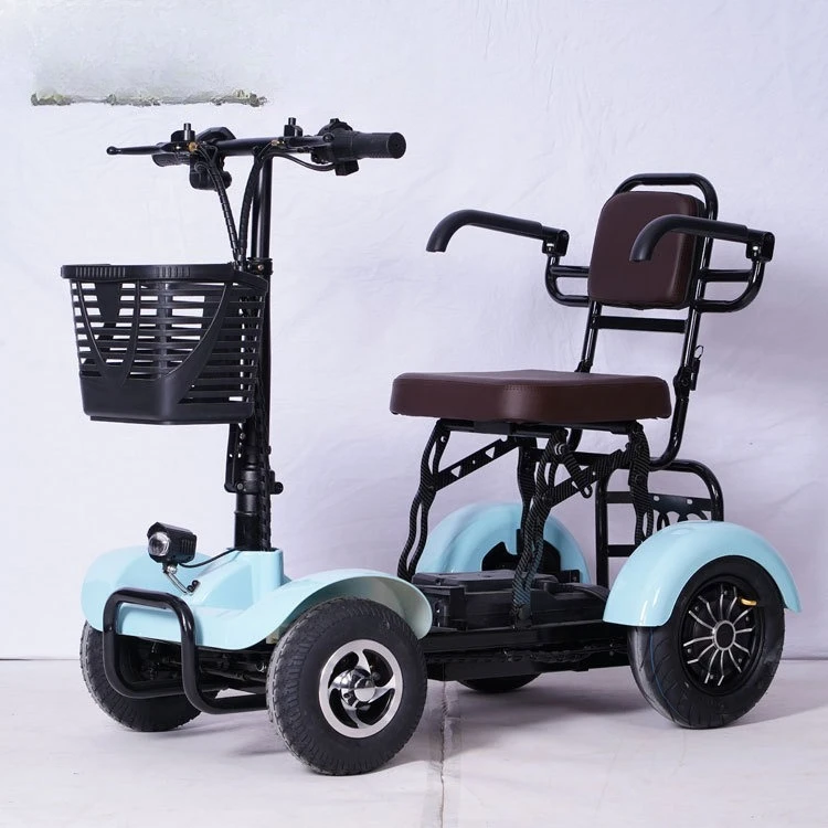 Customized double folding four-wheel electric elderly transportation casual portable  traction hanging 2-person small train