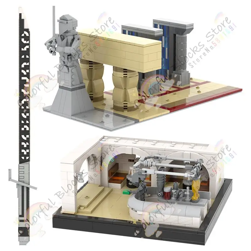 Movie Darksaber Weapon MOC Building Blocks Temple Tavern Scene With Action Figure Model Decoration Assembly Bricks Toys For Kids