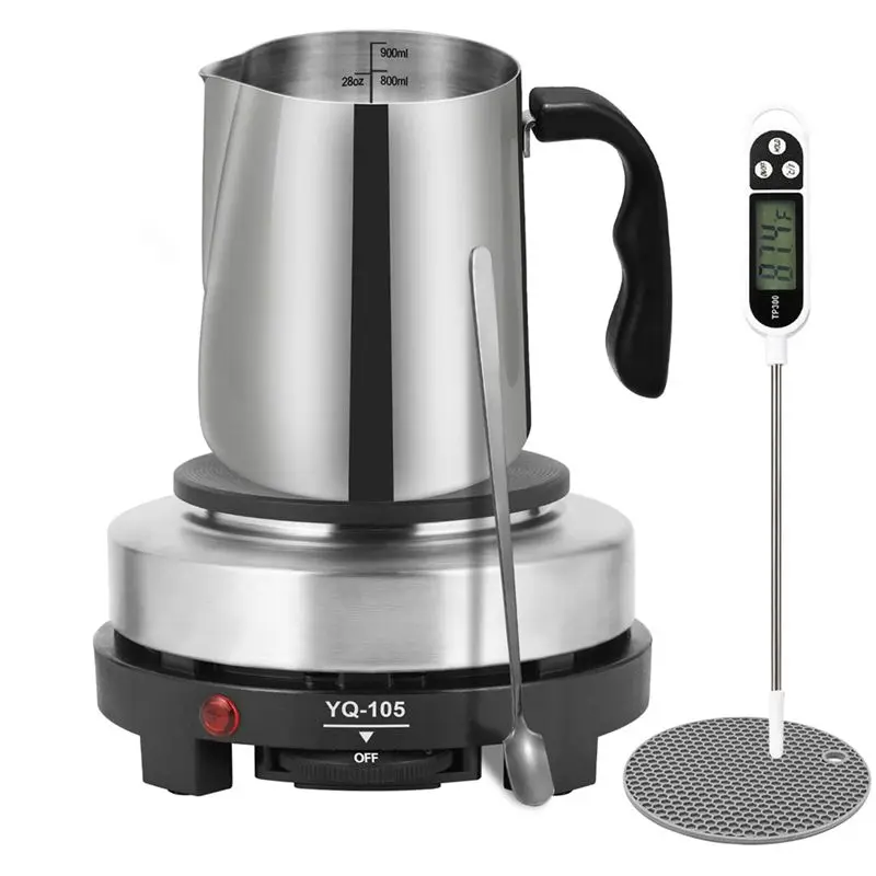 

AF89-Candle Making Kit With Hot Plate Anti-Scalding Pad Perfect Set For Beginners With Melting Pot US Plug