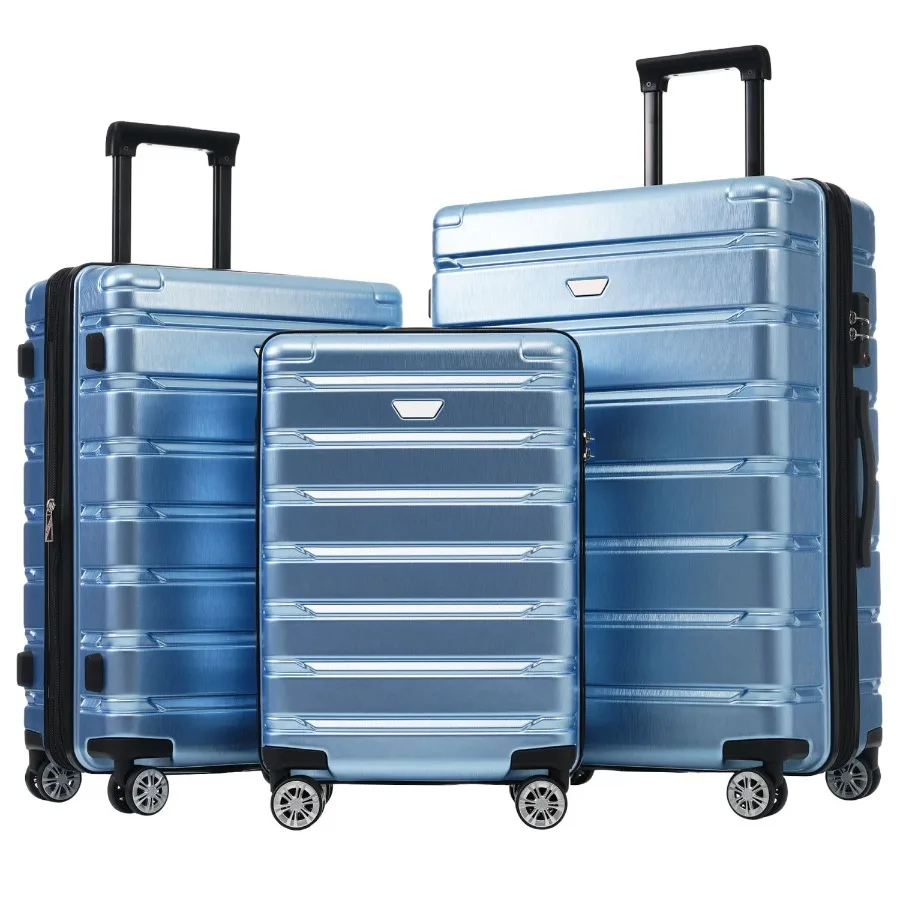 

Hardshell Luggage Set 3 Piece Durable ABS+PC Travel Suitcase with Spinner Wheels for Men Women 20 24 28 Inch