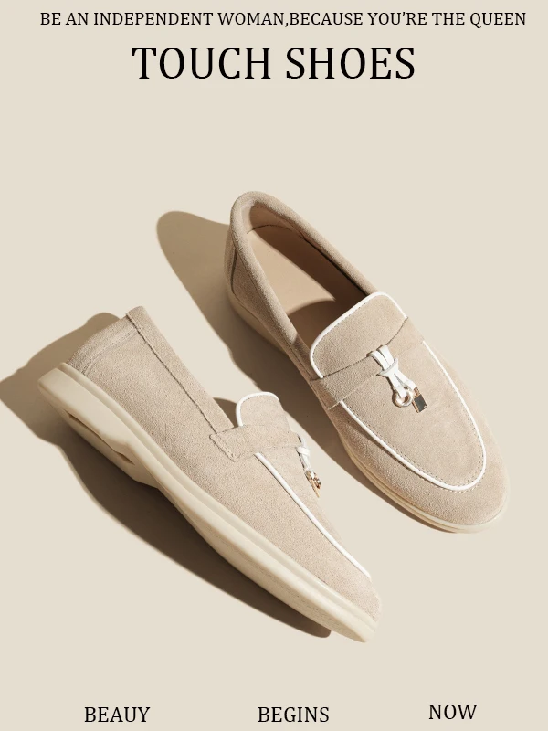 Women's Loers LP Fce Lined Reverse Suede oes Soft Leather Soft Bot Casual Slip on round Toe Flat Heel Faion Sneakers