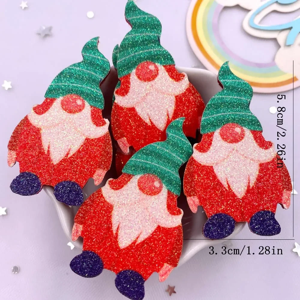 10szt Glitter Felt Fabric Nonwovens Colorful Santa Claus Wearing Nightcap Applique DIY Sewing Patch Supplie Accessorie E892 C