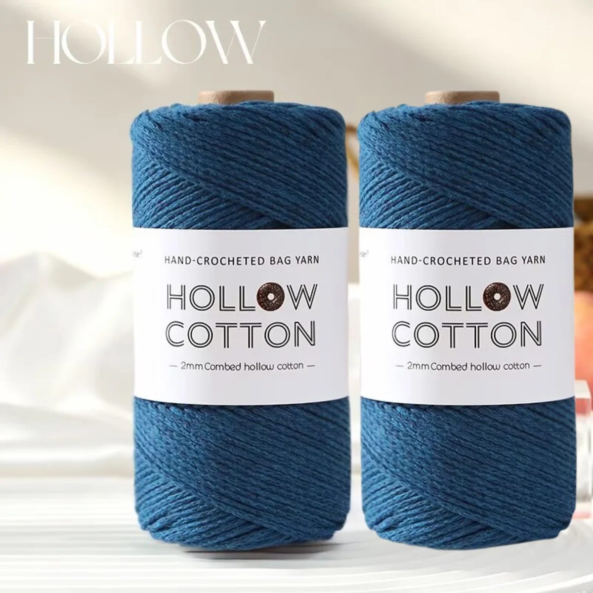 2pcs Lirisnly Selected Combed Yarn Round Hollow Thread, for Hand Knitting Bags, Cushions, Blankets, Various Home Goods, Crafts ,