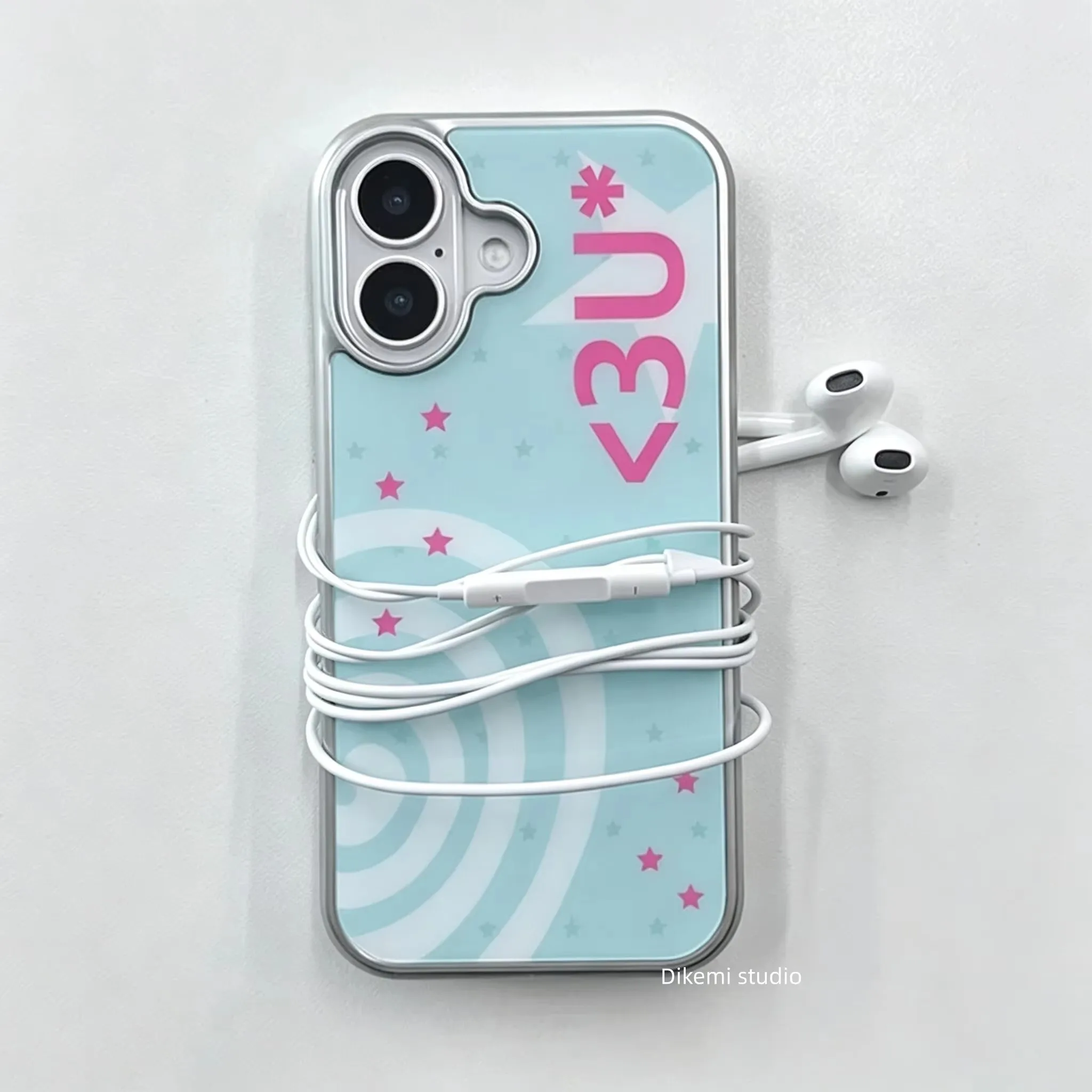 Funda para iPhone con diseño de estrellas y lunares, estilo coreano, en colores rosa y azul, estilo Y2K, para los modelos Ultra 18, 17, Air 16, 15, 14, 13, 12, 11 Pro Max, 8, 7 Plus, XR y Mini.