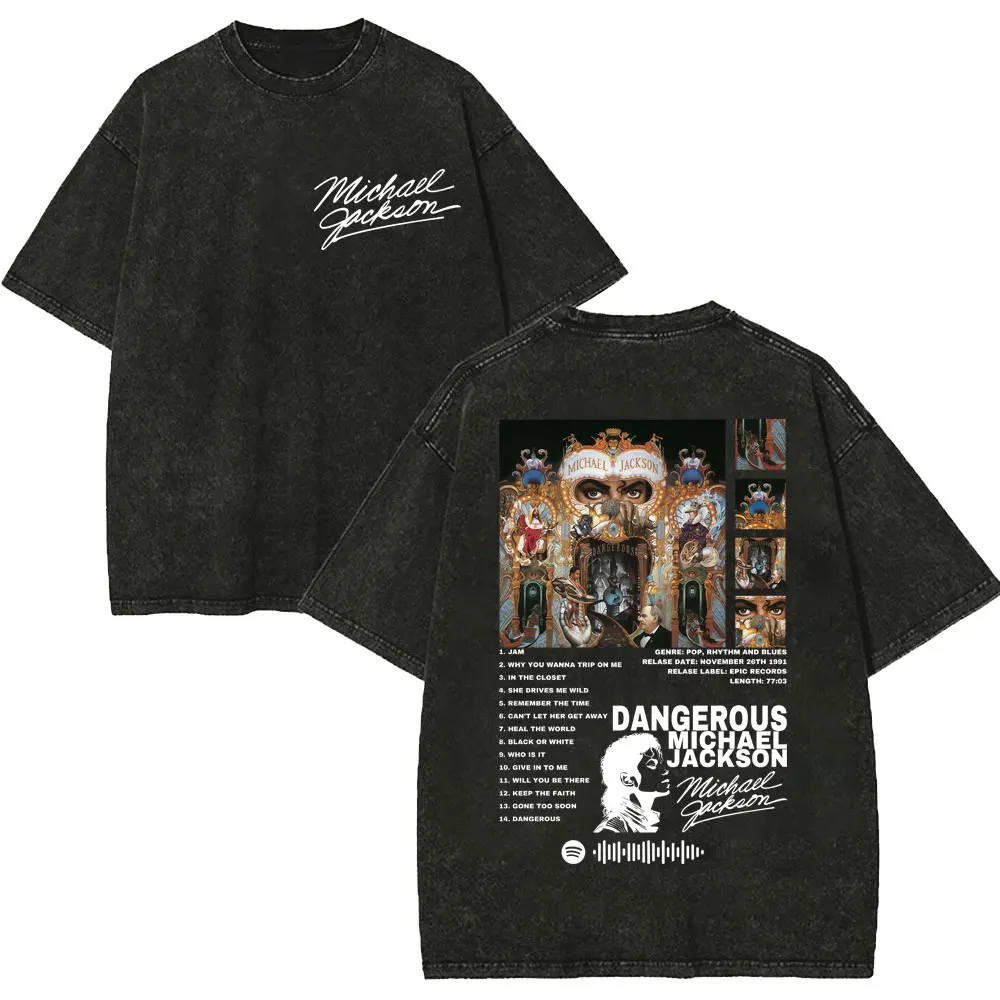 Vintage Washed 90's Rock Singer Michael Jackson T-shirt Fashion Hip Hop Short Sleeve T-shirts Men Women Oversized Cotton T Shirt