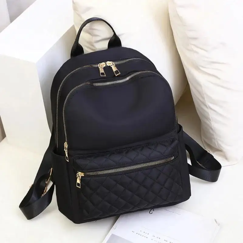 New 2024 Fashion Waterproof Oxford Backpack Women Black School Bags for Teenage Girls Large Capacity Travel Tote